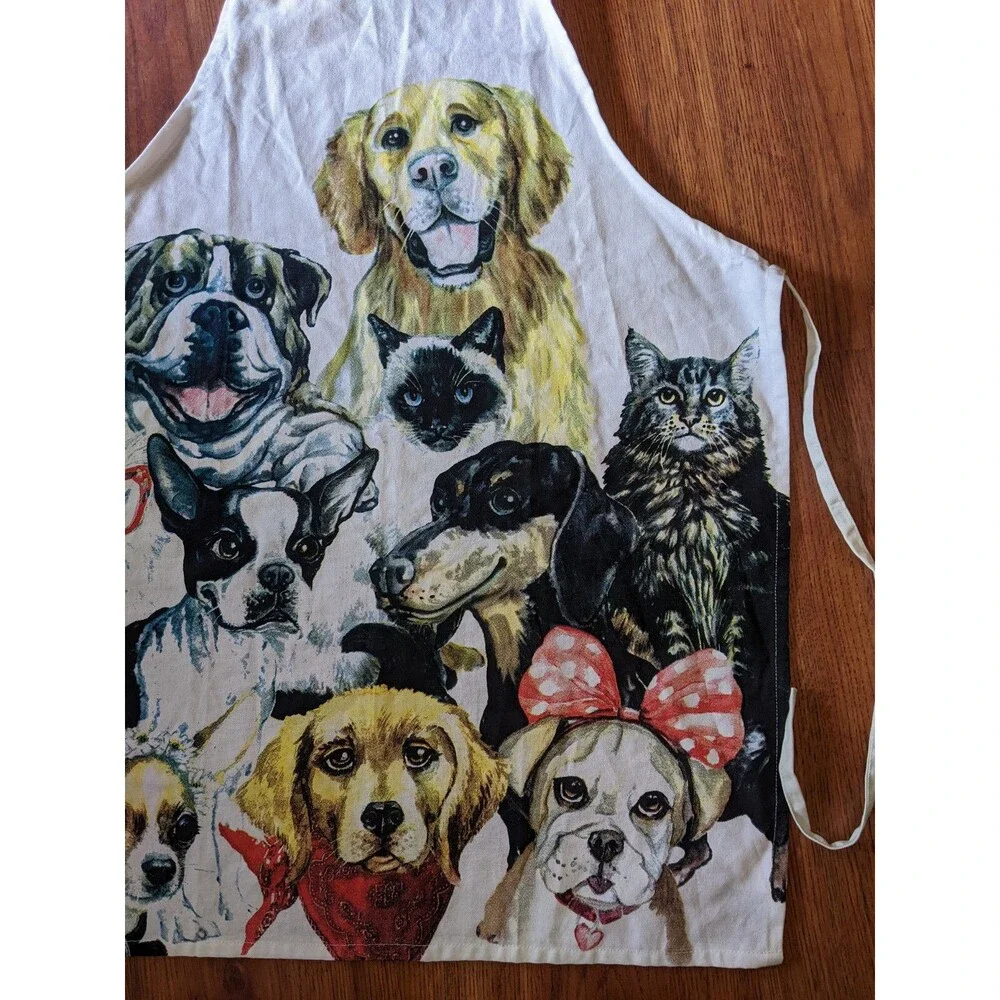 Full Length Apron Dogs Cats Smock Dei  100%  Cotton Pug Siamese Frenchie 10 Dif
